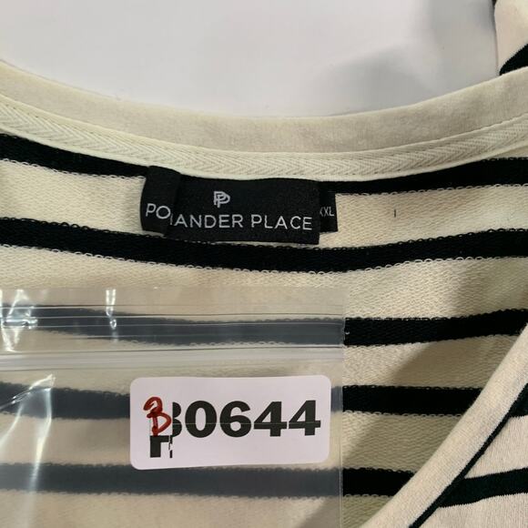 Tuckernuck XXL Pomander Place Navy Stripe Mini Tee Dress Tunic Black Cream - Picture 3 of 8